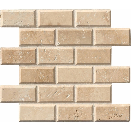 Msi Tuscany Ivory SAMPLE Honed Beveled Travertine Mesh-Mounted Mosaic Tile ZOR-MD-0160-SAM